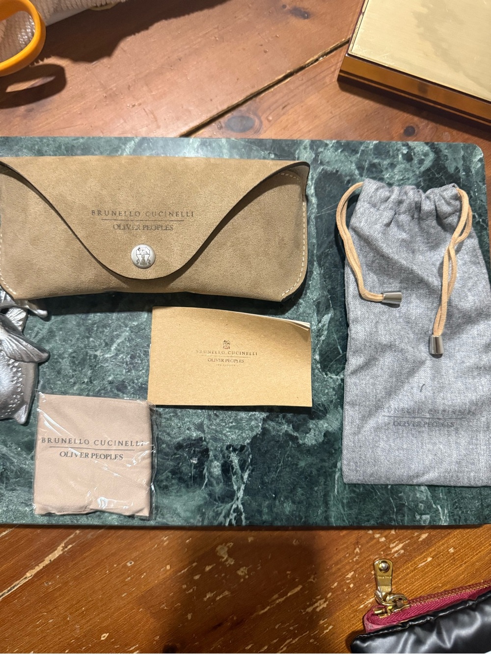 Brunello Cucinelli x Oliver Peoples Sunglasses Case in Tan Suede